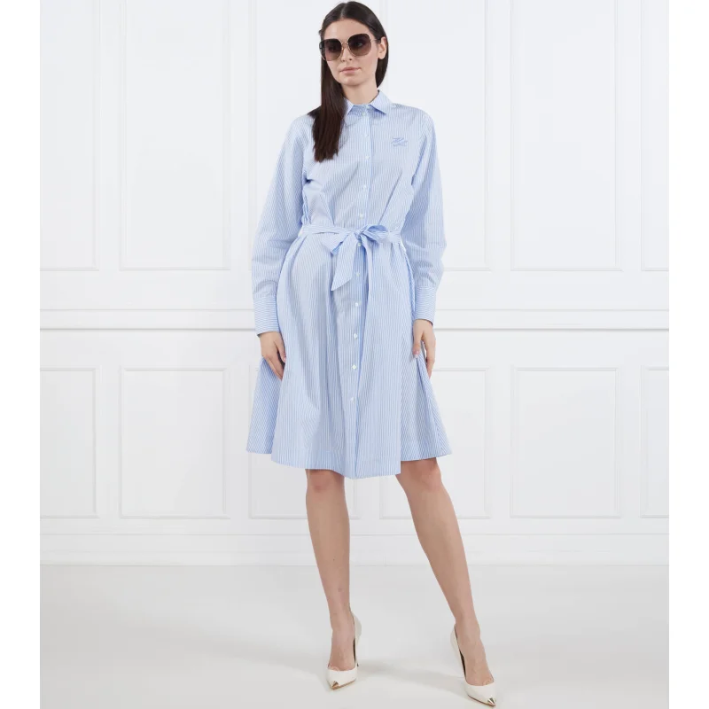 Karl Lagerfeld Sukienka Striped shirt dress with logo embroidery