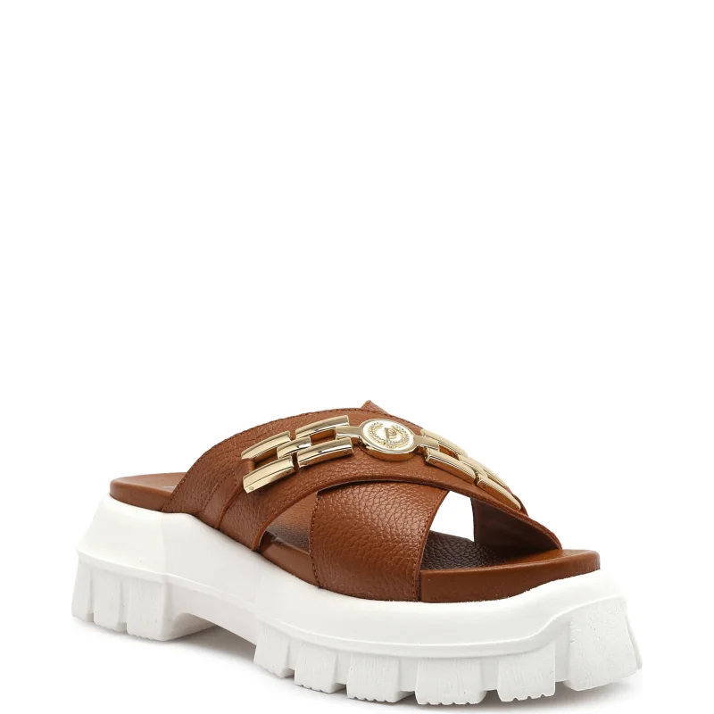 Pollini Skórzane klapki