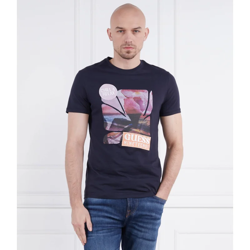 GUESS T-shirt SUNSET FLOWER | Slim Fit