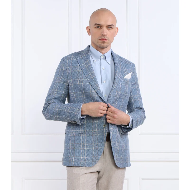 Oscar Jacobson Lniana marynarka Fogerty Blazer | Slim Fit | z dodatkiem jedwabiu