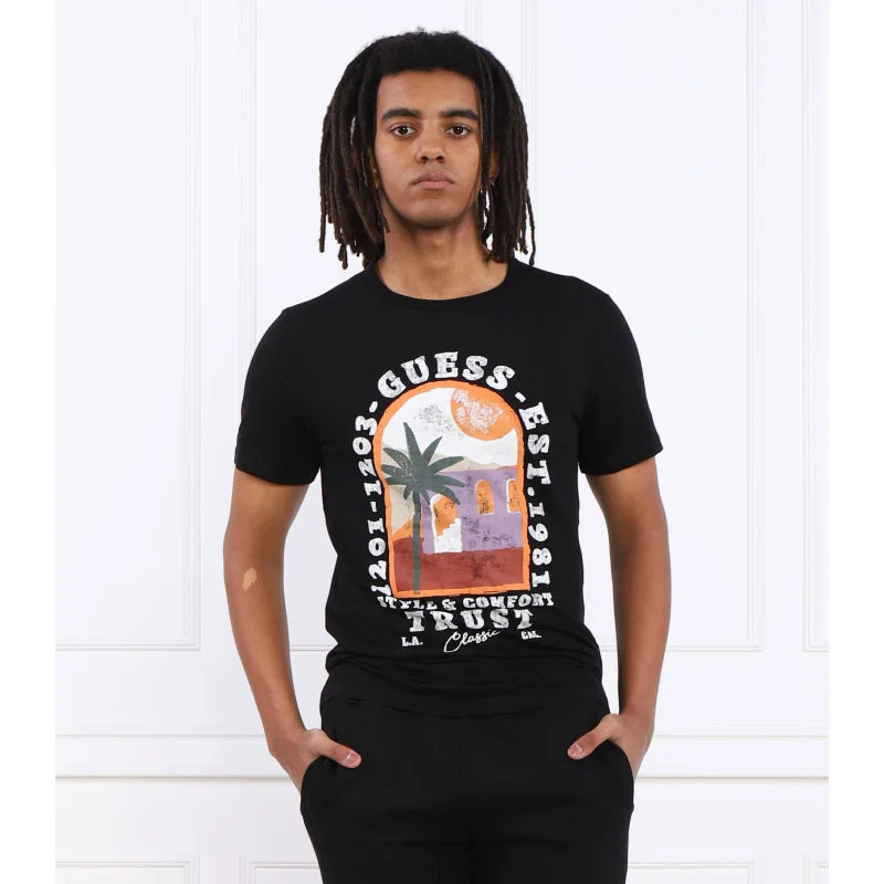 GUESS T-shirt PALM WINDOW | Slim Fit