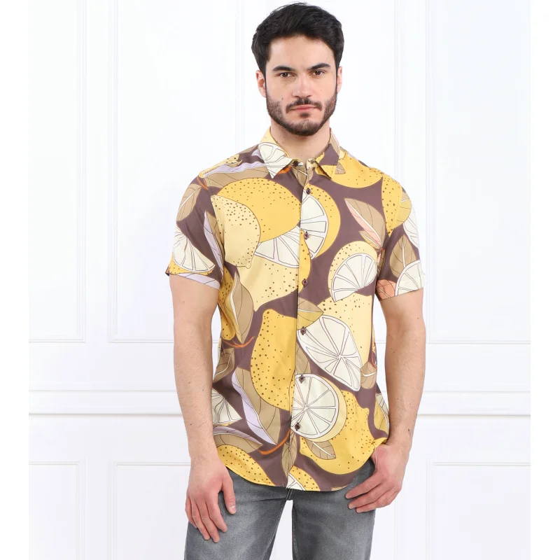 GUESS Koszula SS ECO RAYON LEMON P | Slim Fit