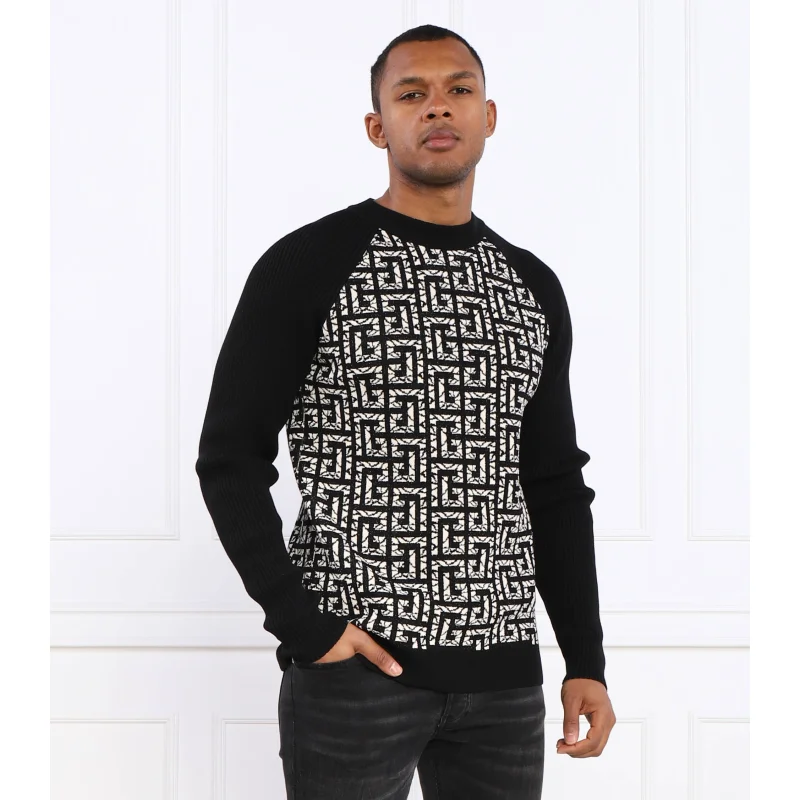 Balmain Wełniany sweter MARBLE MONOGRAM | Regular Fit