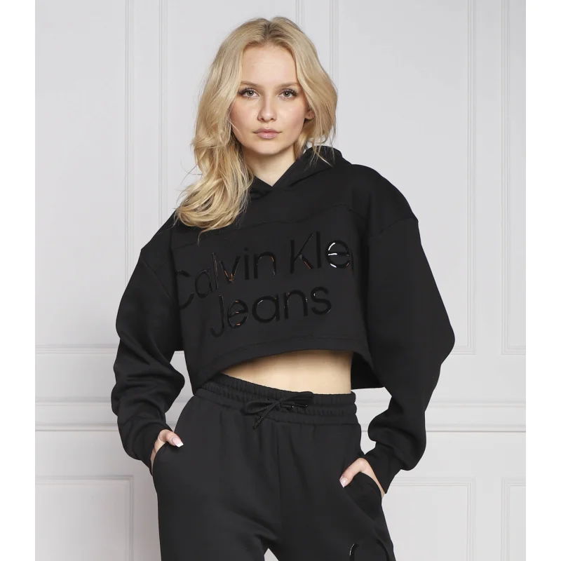 CALVIN KLEIN JEANS Bluza SHINY INSTITUTIONAL | Cropped Fit