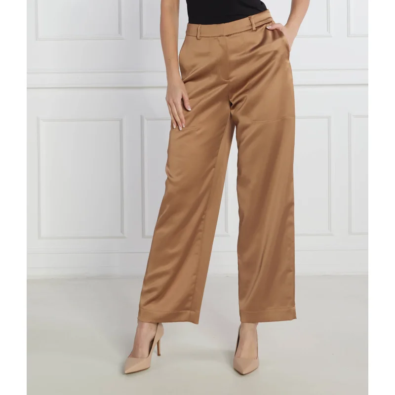 BOSS Satynowe spodnie Tesatina | Relaxed fit
