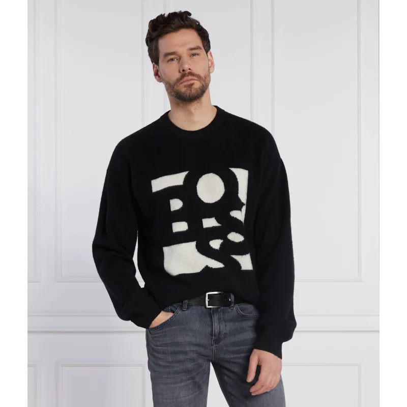 BOSS Wełniany sweter Loskar | Regular Fit | z dodatkiem kaszmiru