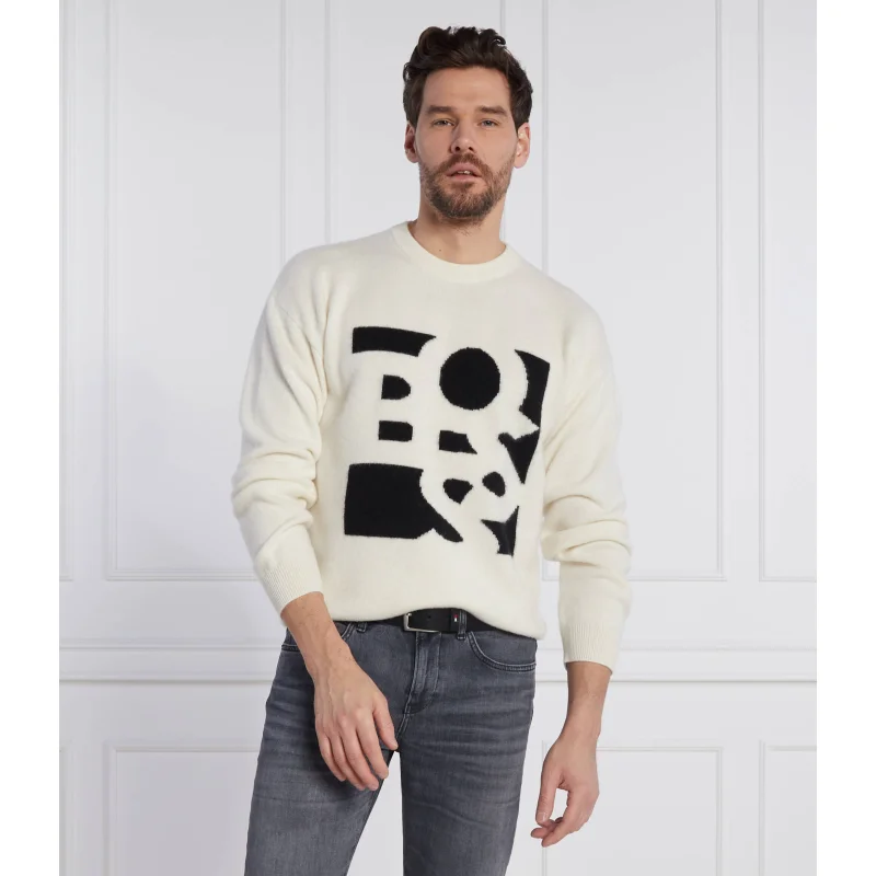 BOSS Wełniany sweter Loskar | Regular Fit | z dodatkiem kaszmiru