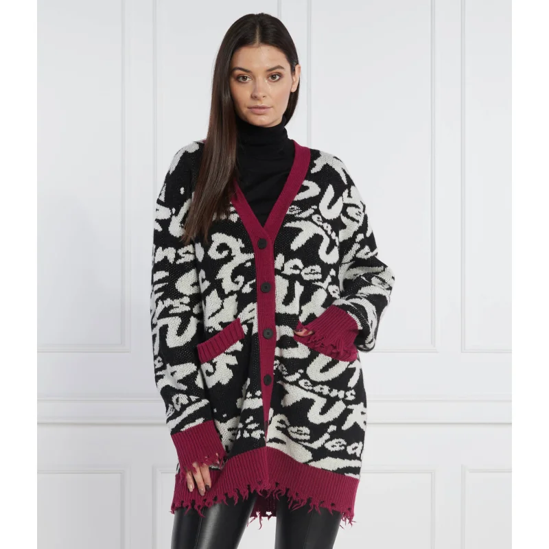 Versace Jeans Couture Kardigan | Relaxed fit | z dodatkiem wełny