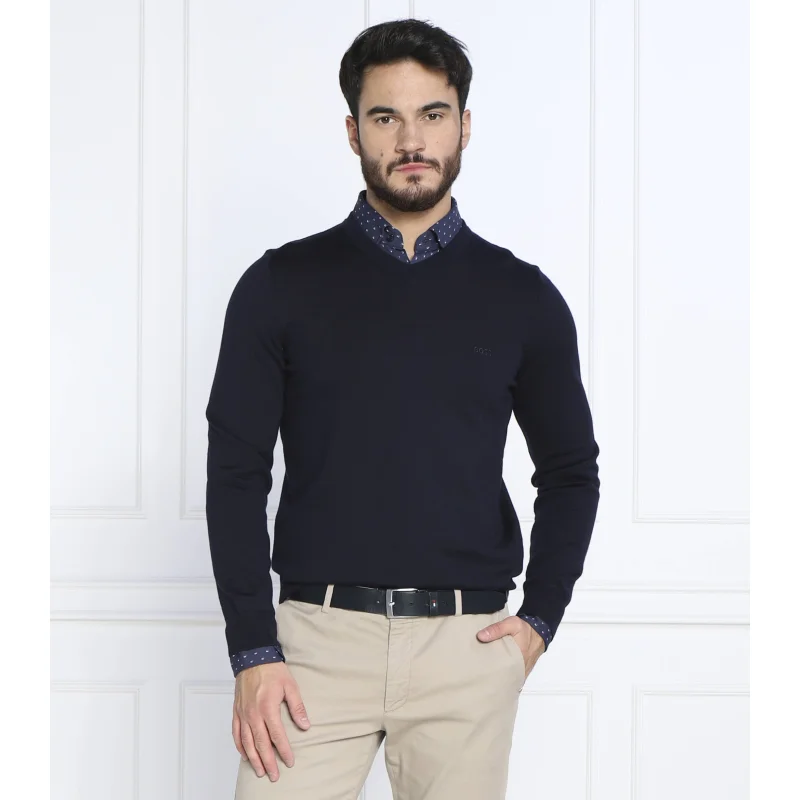 BOSS BLACK Wełniany sweter Baram-L | Regular Fit