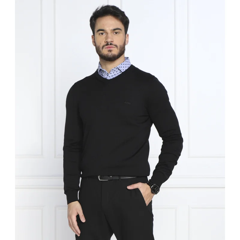 BOSS Wełniany sweter Baram-L | Regular Fit