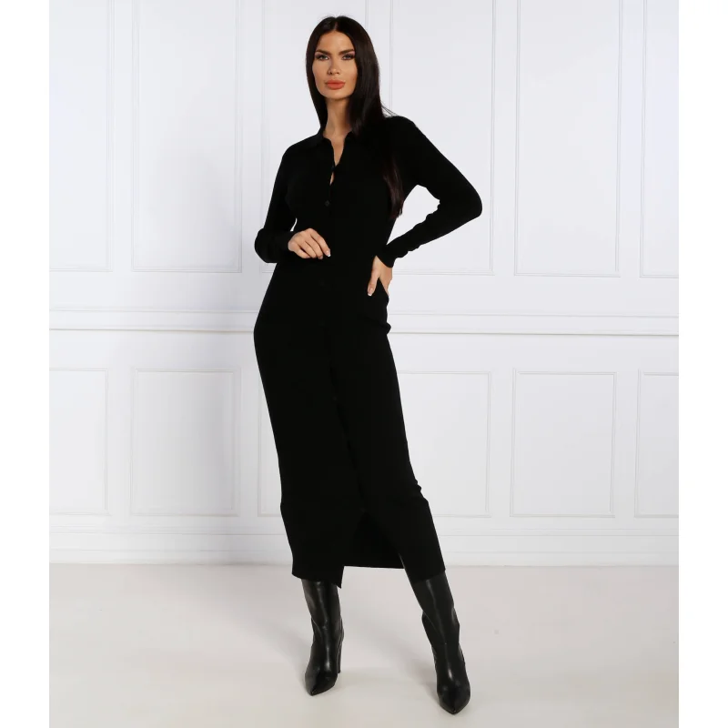 Calvin Klein Sukienka TENCEL RIB | z dodatkiem wełny