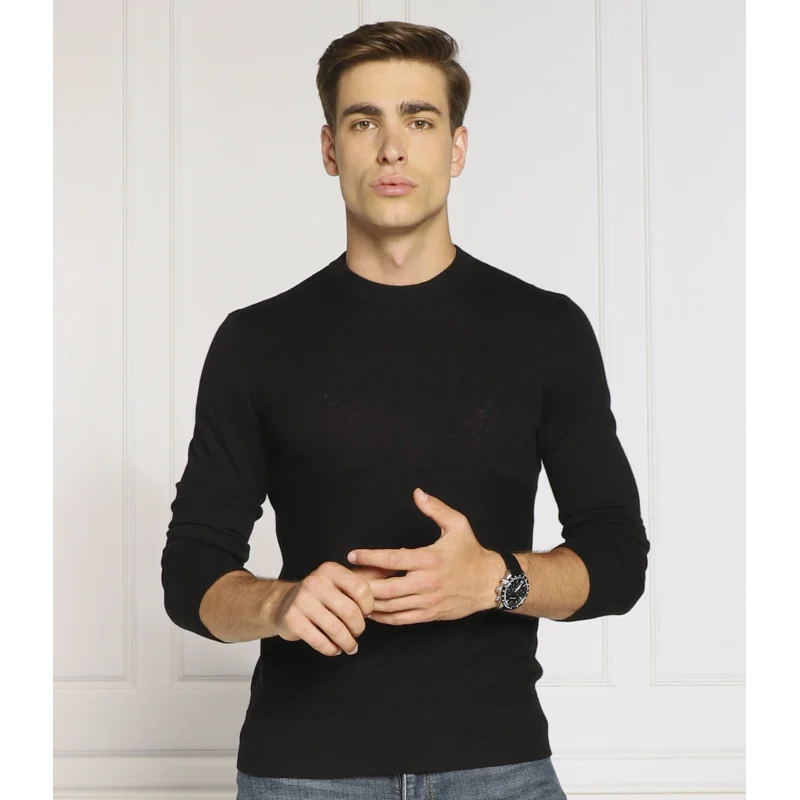 Armani Exchange Sweter | Slim Fit | z dodatkiem jedwabiu