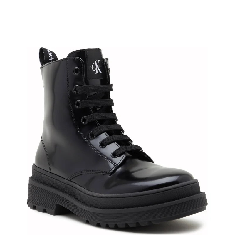 CALVIN KLEIN JEANS Botki LACE-UP | z dodatkiem skóry