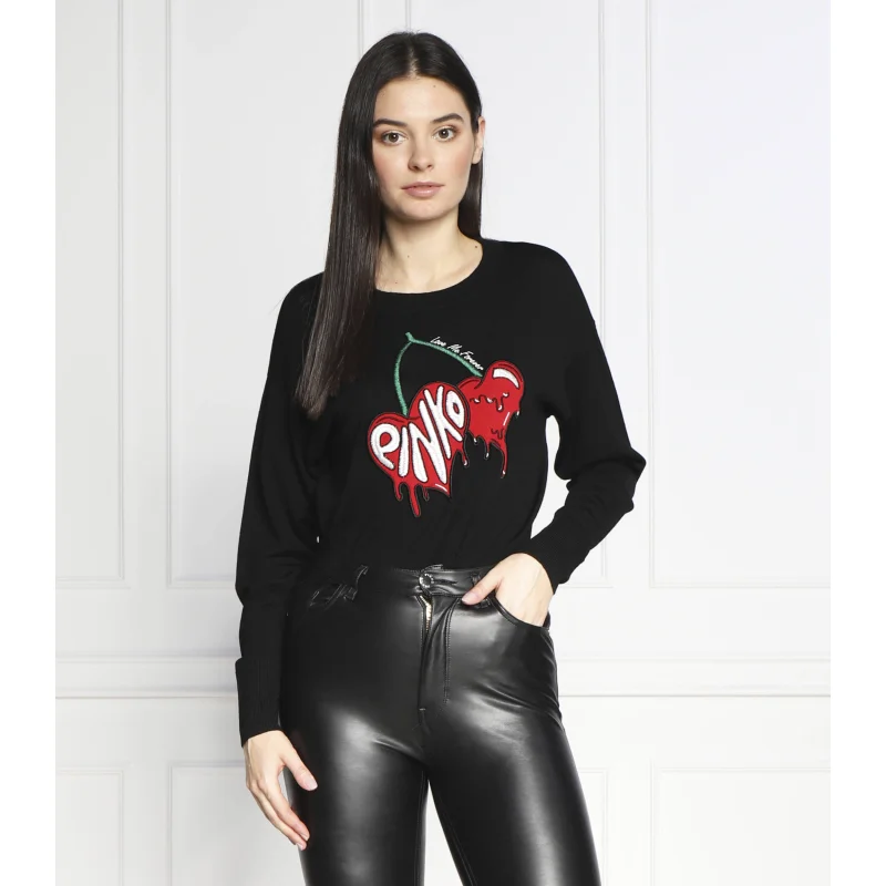 Pinko Wełniany sweter MERCURIO MAGLIA 100 WO + JACQU | Regular Fit