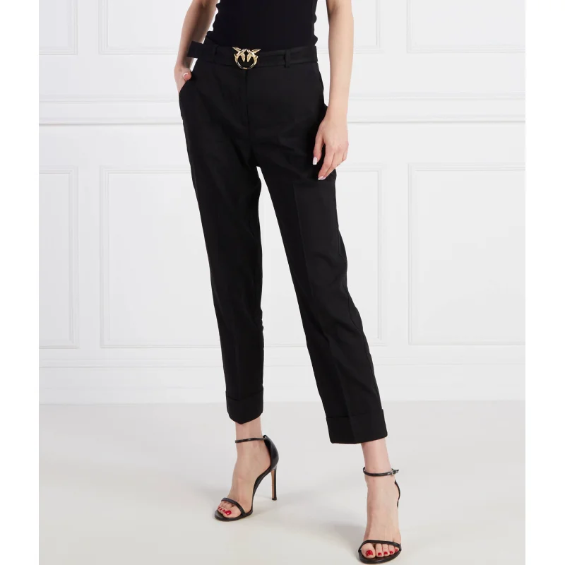 Pinko Lniane spodnie z paskiem | Regular Fit