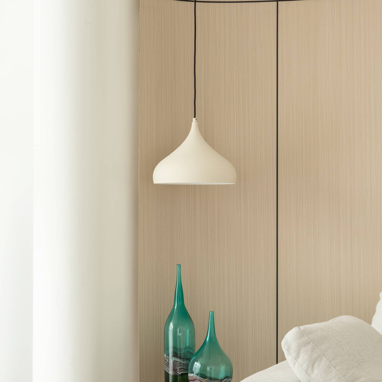 Lampa wisząca Lucande Niamara, beżowy, aluminium, Ø 28 cm