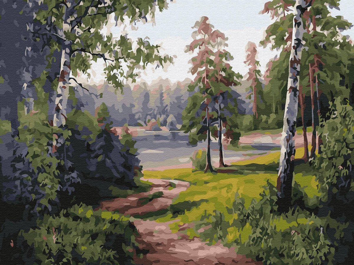 Haft Diamentowy Bez Ramy Leśna Droga 30x40 Mozaika Diamentowa 5d