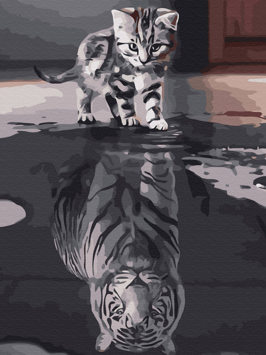 Haft Diamentowy Bez Ramy Wewnętrzna Siła Kot Tygrys 30x40 Mozaika Diamentowa 5d