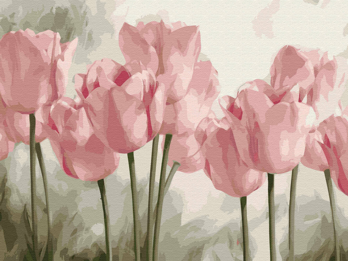 Haft Diamentowy Bez Ramy Różowe Tulipany 30x40 Mozaika Diamentowa 5d