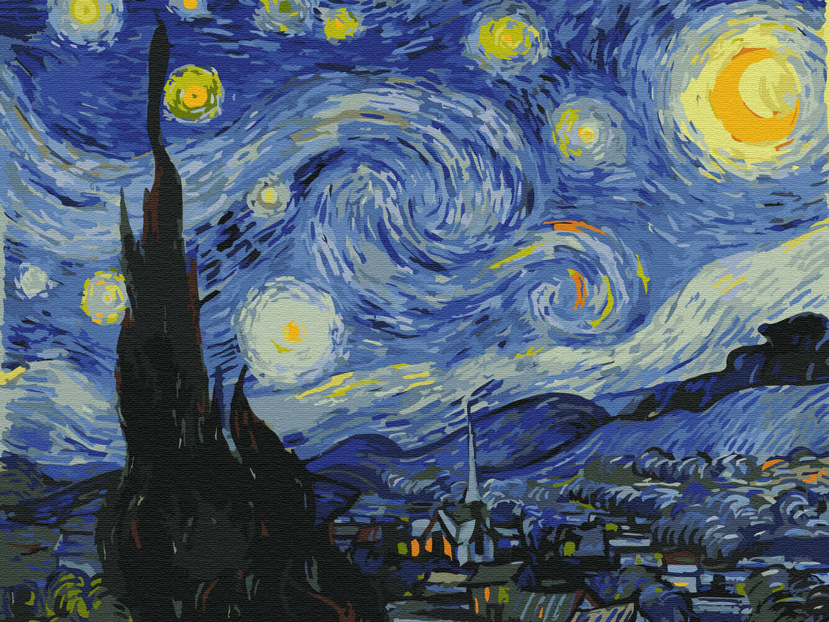Haft Diamentowy Bez Ramy Van Gogh Gwiaździsta Noc 30x40 Mozaika Diamentowa 5d