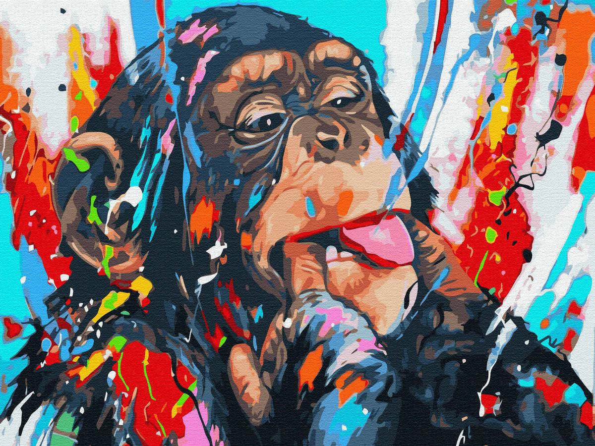 Haft Diamentowy Bez Ramy Małpa 30x40 Mozaika Diamentowa 5d