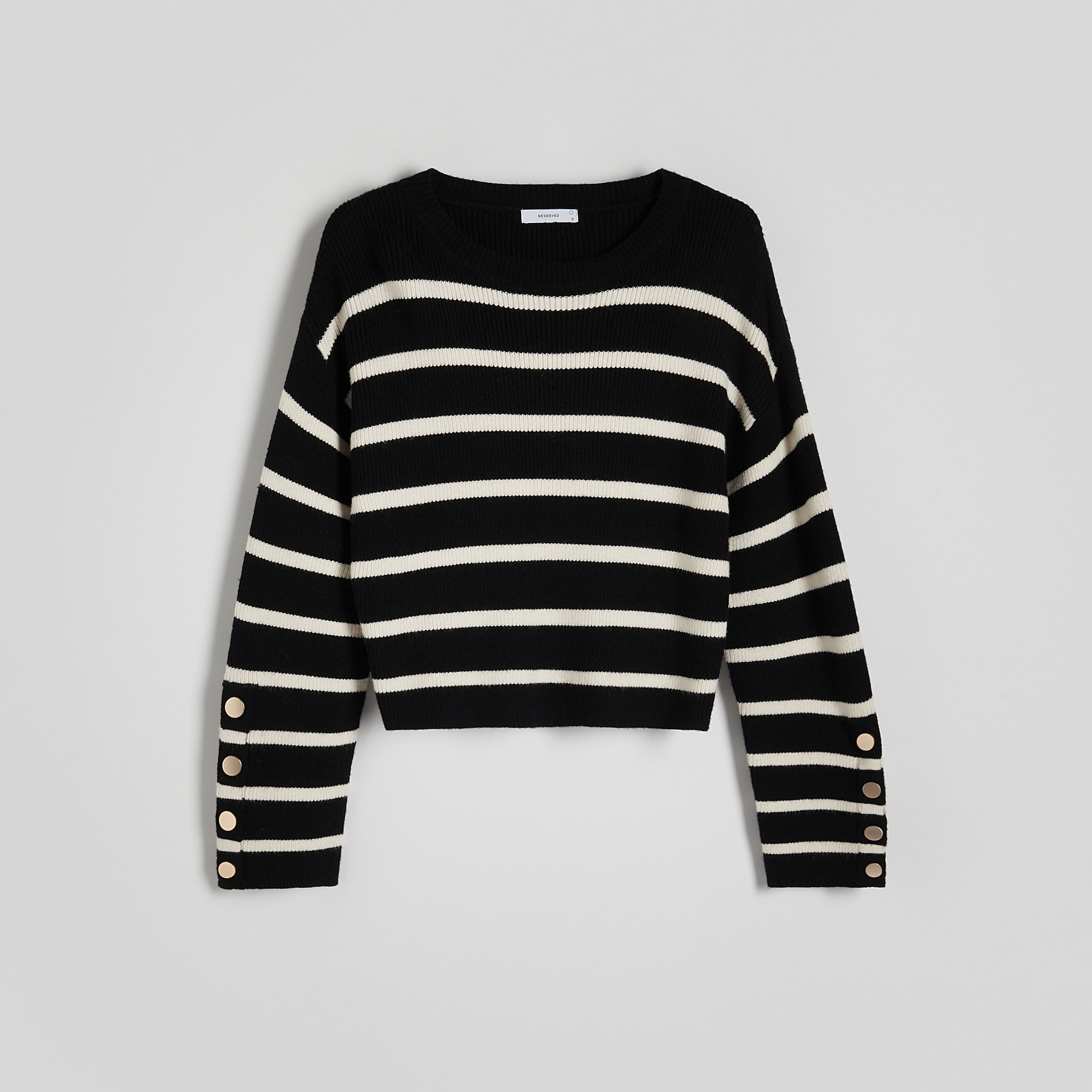 Reserved - Sweter w paski - Czarny