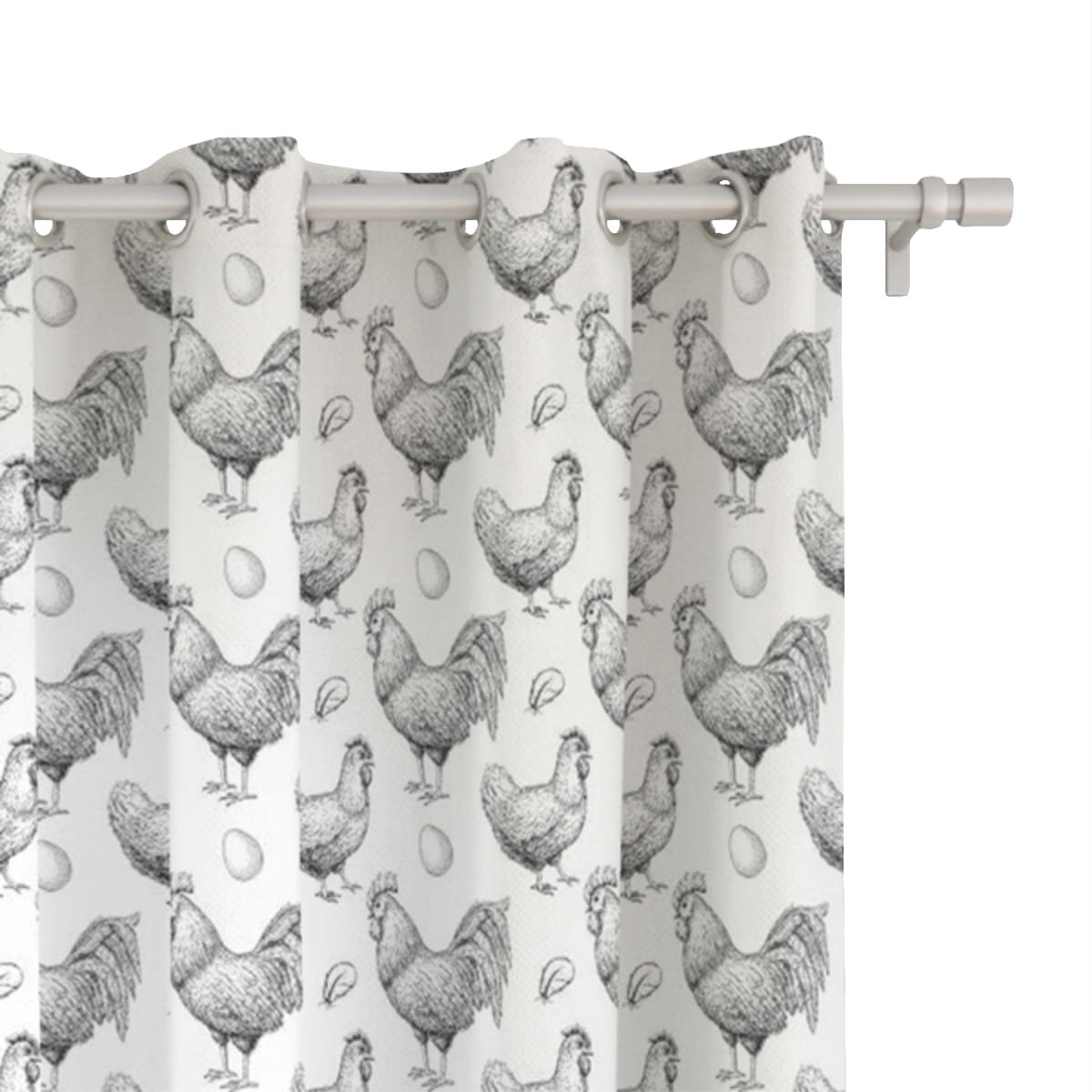Zasłona SPRING wzór SP04 | kogut i kura 150 x 300 cm tkanina zaciemniająca