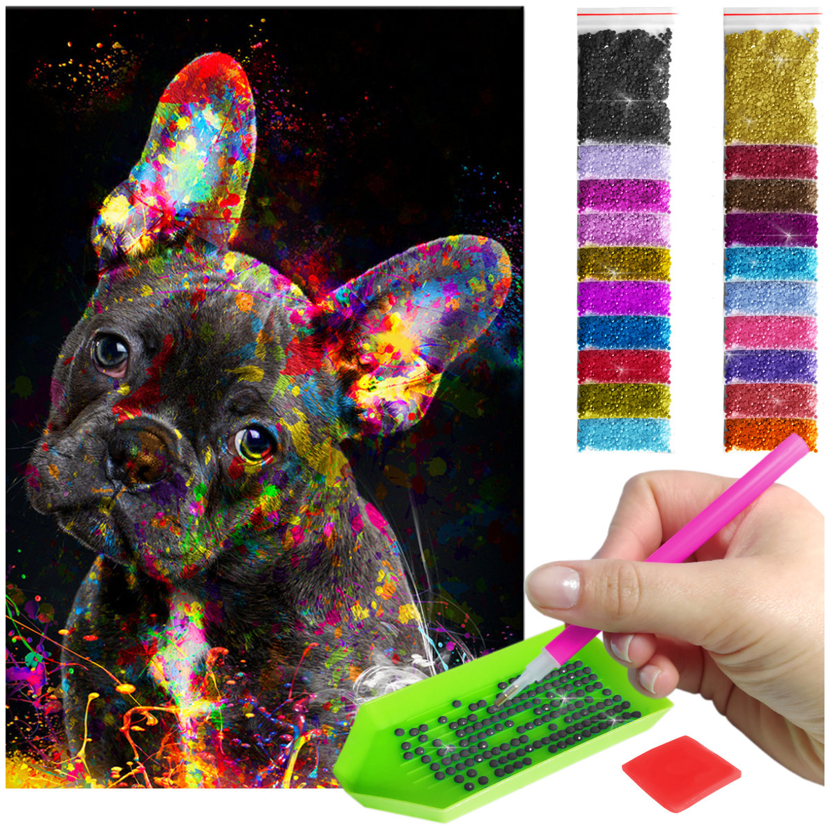 Haft Diamentowy ARTULIO, Obraz DIY 5D, Diamond Painting, Mozaika Diamentowa 40X60cm (Malowniczy pies) + Zestaw Akcesoriów