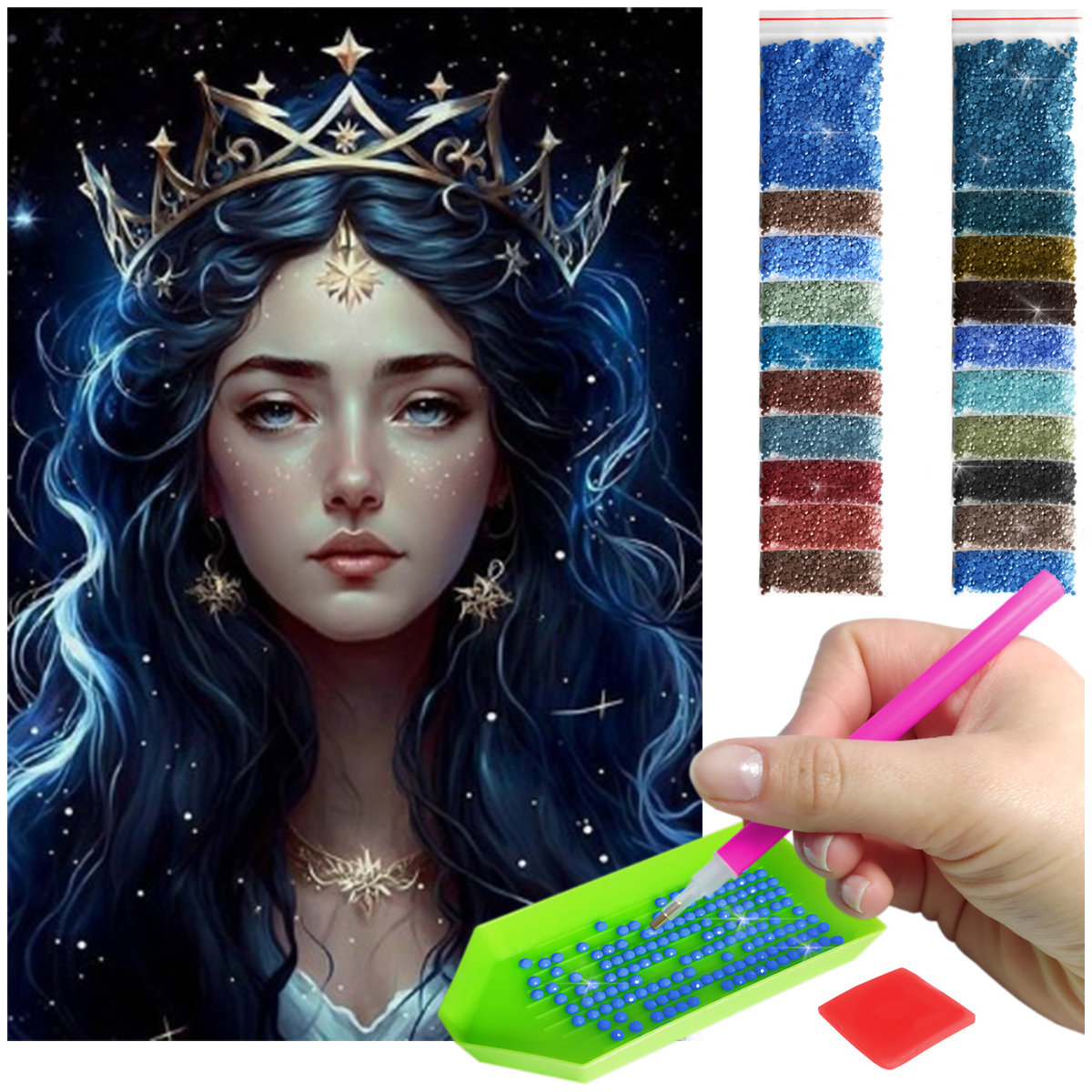 Haft Diamentowy ARTULIO, Obraz DIY 5D, Diamond Painting, Mozaika Diamentowa 40X90cm (Portret księżniczki) + Zestaw Akcesoriów