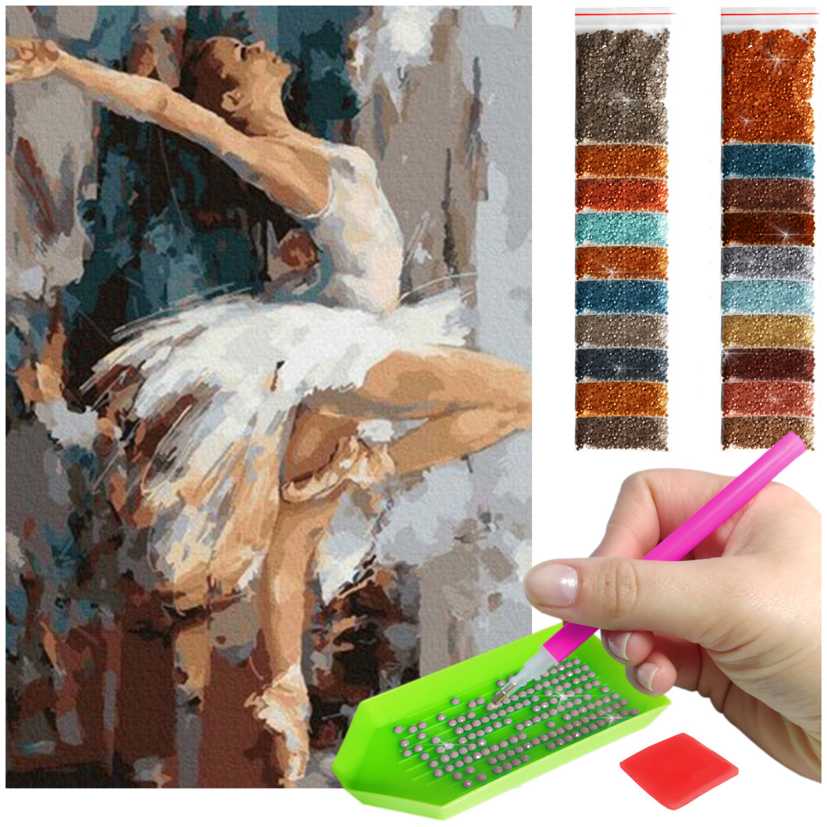 Haft Diamentowy ARTULIO, Obraz DIY 5D, Diamond Painting, Mozaika Diamentowa 40X60cm (Taniec baletnicy) + Zestaw Akcesoriów