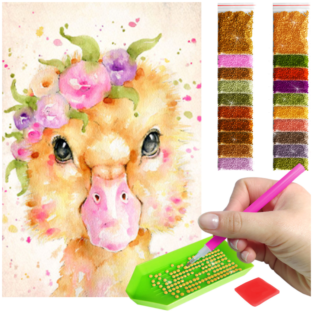 Haft Diamentowy ARTULIO, Obraz DIY 5D, Diamond Painting, Mozaika Diamentowa 40X60cm (Malownicza kaczuszka) + Zestaw Akcesoriów