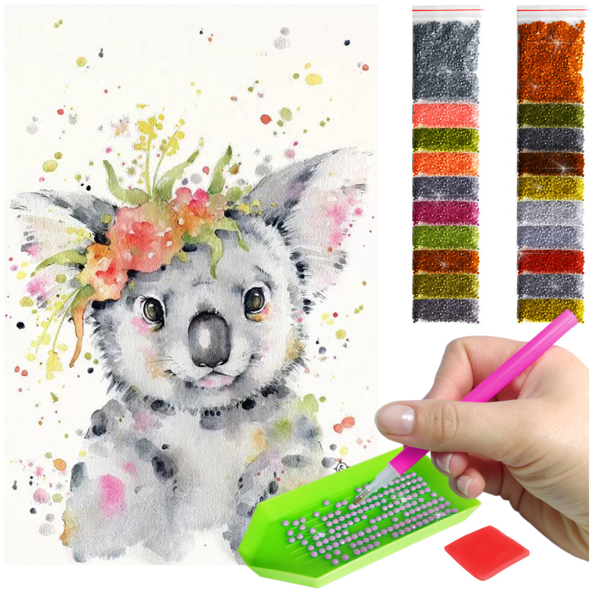 Haft Diamentowy ARTULIO, Obraz DIY 5D, Diamond Painting, Mozaika Diamentowa 40X60cm (Malownicza koala) + Zestaw Akcesoriów