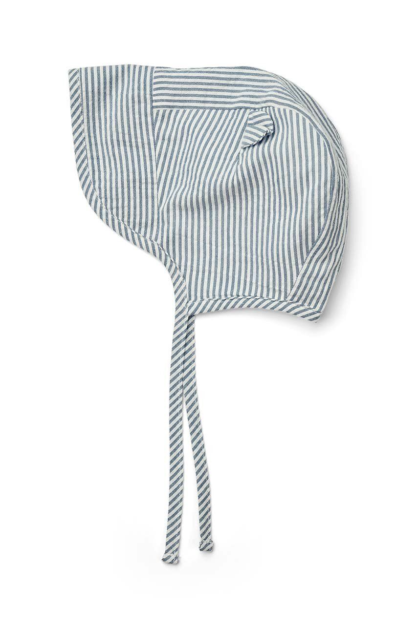 Liewood czapka bawełniana niemowlęca Rae Baby Stripe Sun Hat With Ears kolor niebieski z cienkiej dzianiny bawełniana