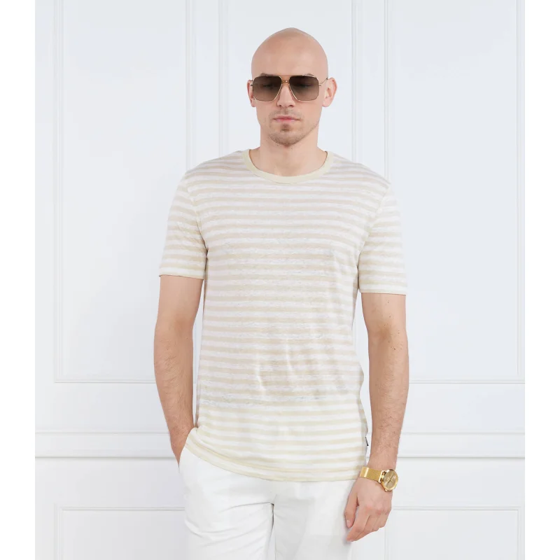 BOSS Lniany t-shirt Tiburt 350 | Regular Fit