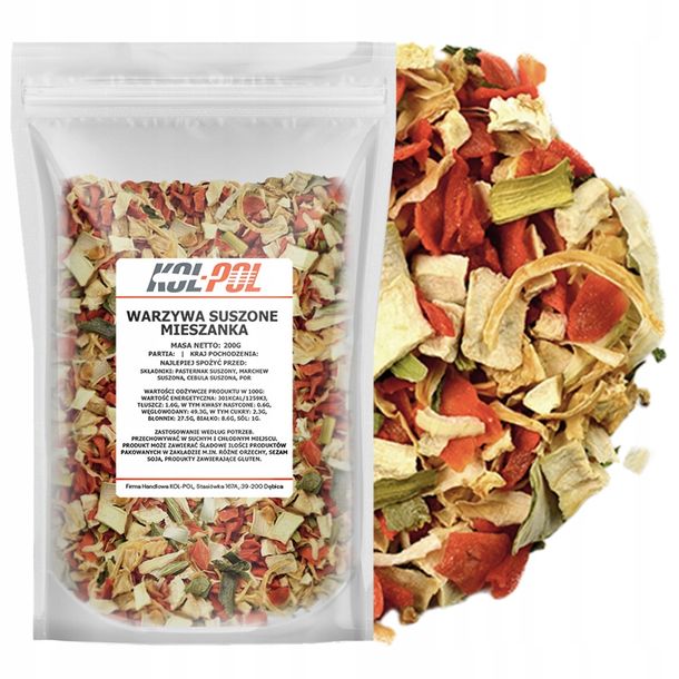 WARZYWA SUSZONE 200g Naturalne mieszanka warzyw