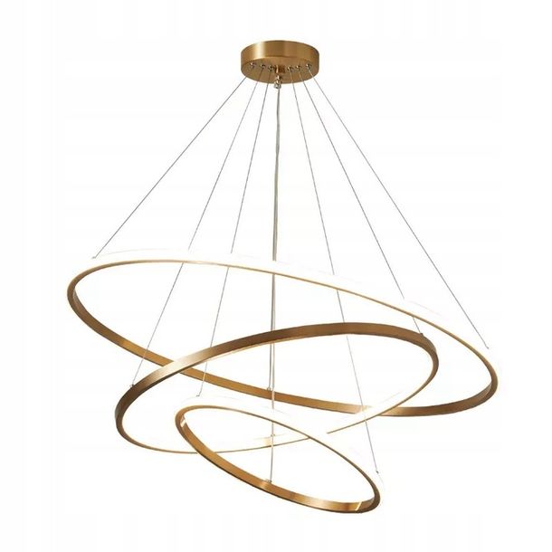 ﻿Lampa wisząca ring żyrandol 40+ 60+80 złota +PILOT nowość