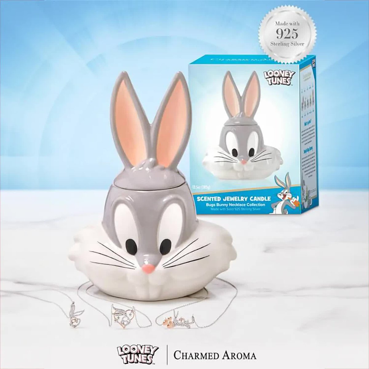 Świeczka z biżuterią Naszyjnik Srebro 925 Charmed Aroma - Looney Tunes Bugs Bunny