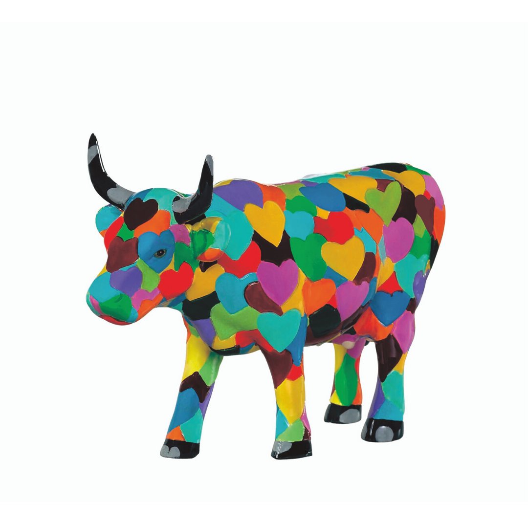 CowParade, figurka-krówka HEARTSTANDING COW, średnia/poliresing