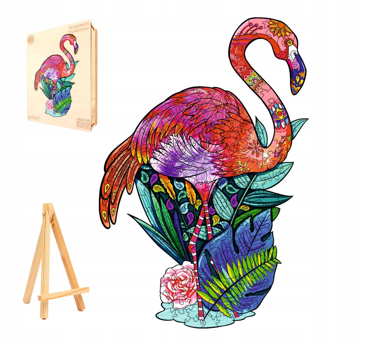 PUZZLE DREWNIANE DLA DOROSŁYCH DUŻE 248 ELEMENTÓW FLAMING DREWNIANE PUDEŁKO