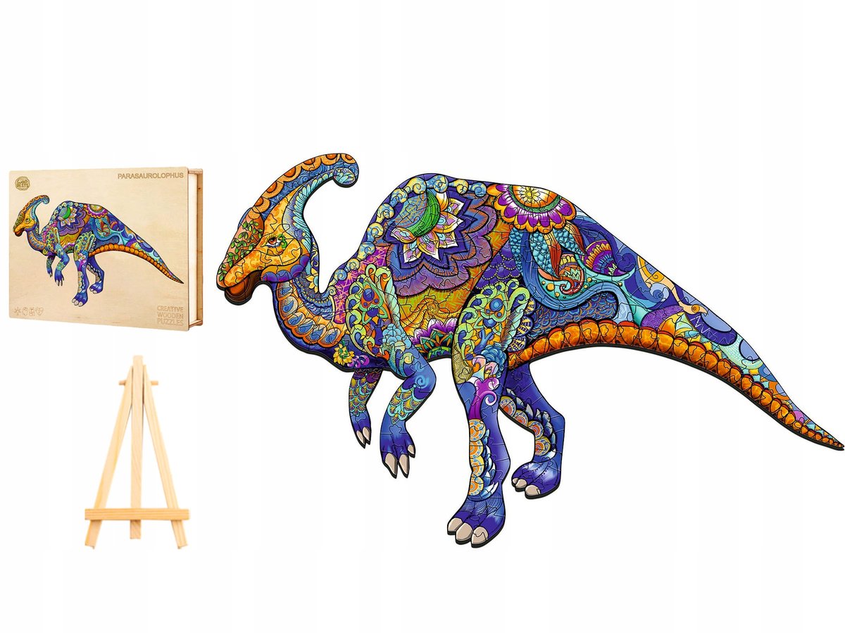 PUZZLE DREWNIANE DUŻE 230 ELEMENTÓW PARAZAUROLOF W DREWNIANYM PUDEŁKU