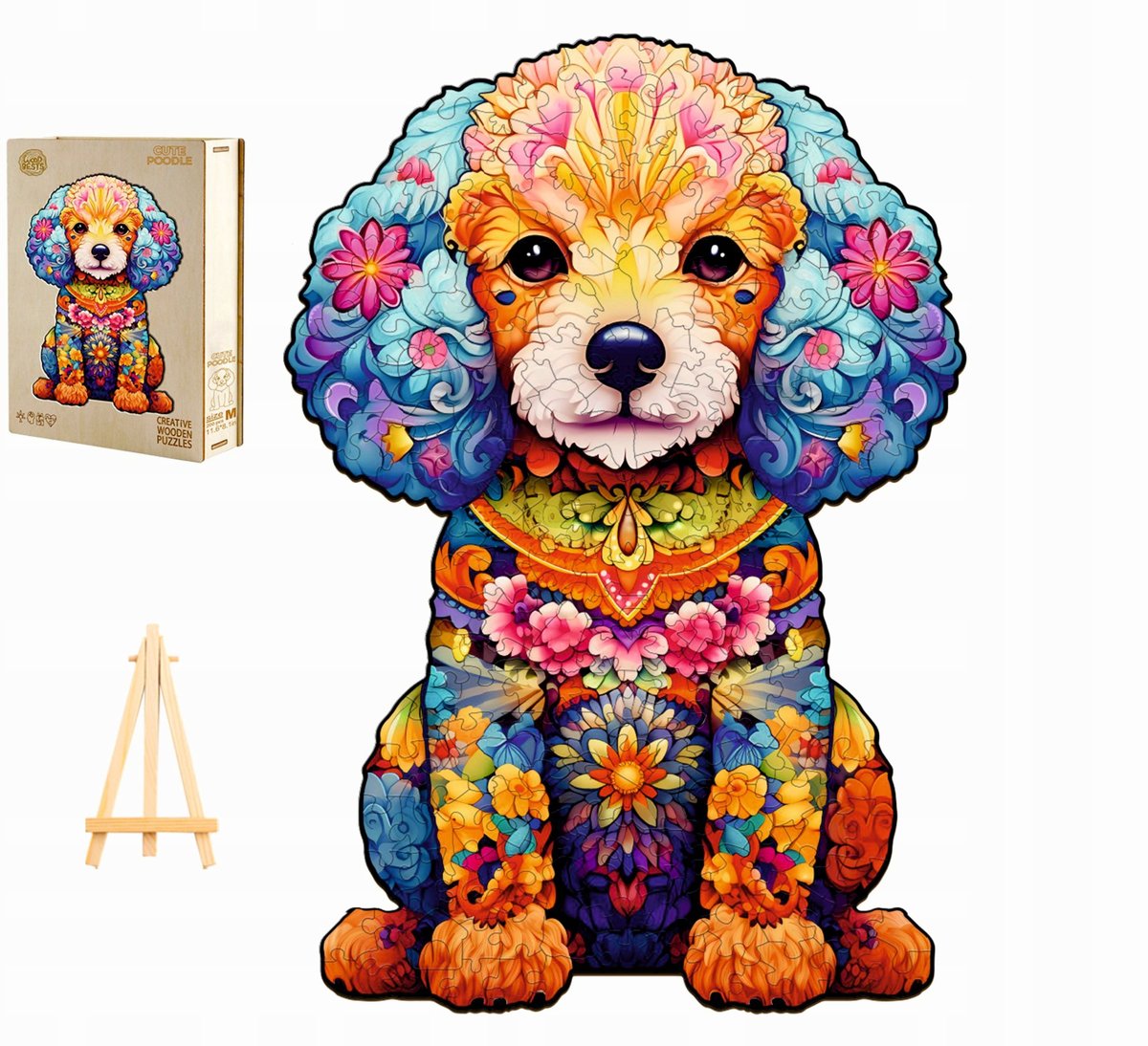 PUZZLE DREWNIANE DLA DOROSŁYCH DUŻE 275 ELEMENTÓW PUDEL DREWNIANE PUDEŁKO