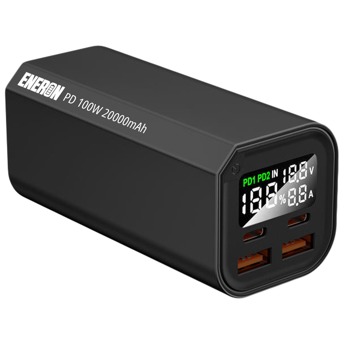 Powerbank SZYBKIE ŁADOWANIE 20000mAh 4x USB/USB-C MOCNY 100W do LAPTOPA/TELEFONU - czarny
