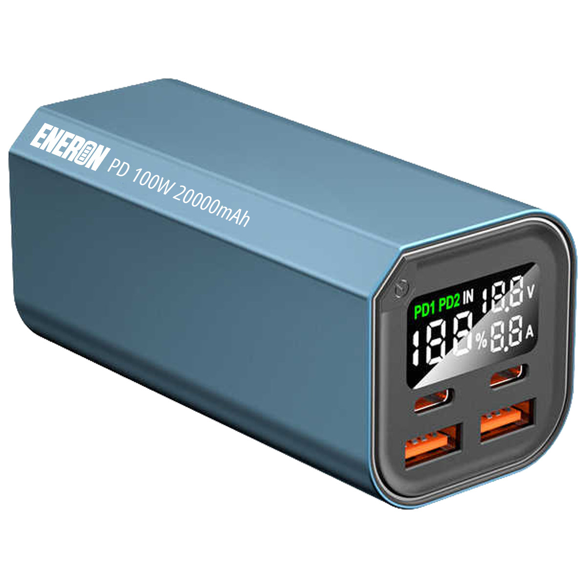 Powerbank SZYBKIE ŁADOWANIE 20000mAh 4x USB/USB-C MOCNY 100W do LAPTOPA/TELEFONU - niebieski