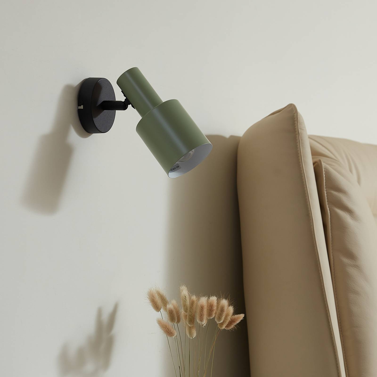 Reflektor ścienny Lindby Ovelia, zielony/czarny