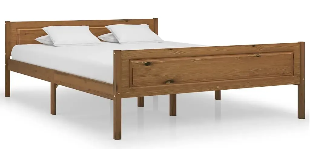 Drewniane podwójne łóżko miodowy brąz 140x200 E5-A33