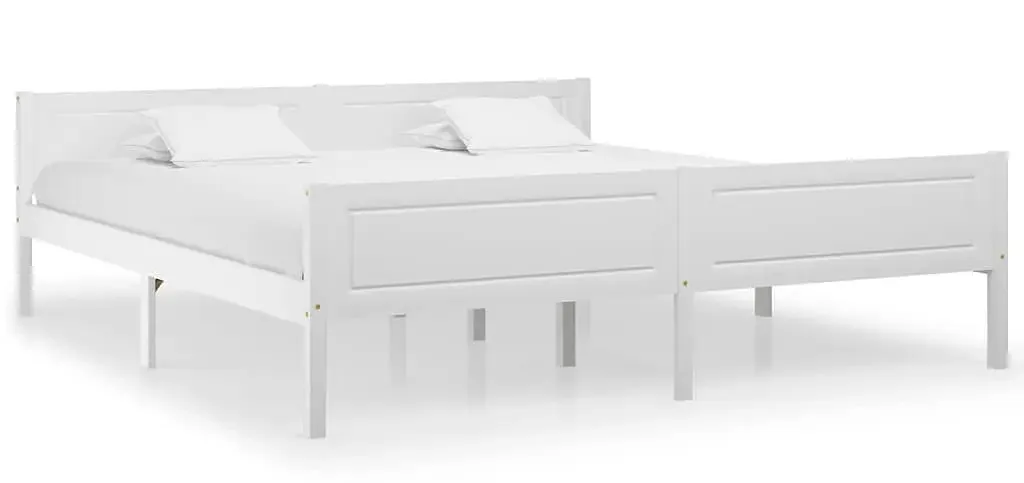 Białe drewniane podwójne łóżko 180x200 N3-N69