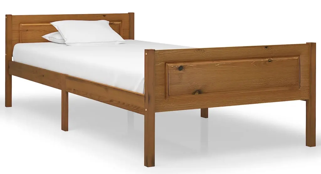 Drewniane jednoosobowe łóżko miodowy brąz 100x200 E6-S37