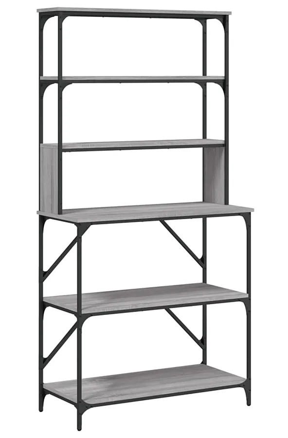 Regał z 6 półkami w stylu loft szary dąb G3-H34