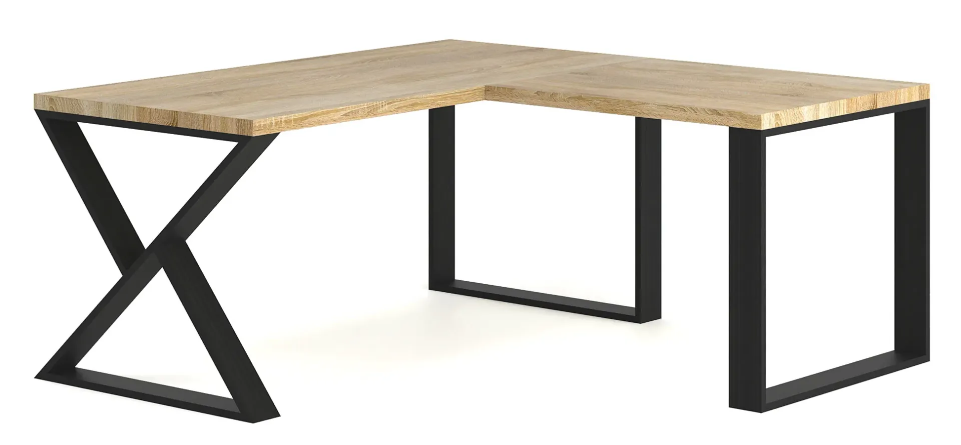 Elior Drewniane narożne biurko loft 170x70 + 70x90 N8-F58