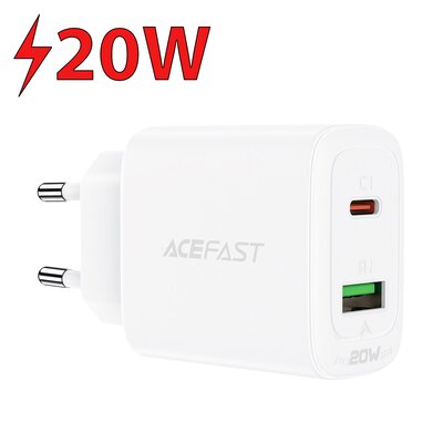 Acefast ładowarka sieciowa USB Typ C / USB 20W, PPS, PD, QC 3.0, AFC, FCP biały (A25 white) A25 white